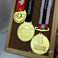 Medalha de prata personalizada com medalha de corrida de ouro de fita